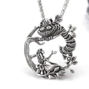 Alice in Wonderland Necklace Disney Cheshire Cat Trippy Mushroom Trendy Stylish